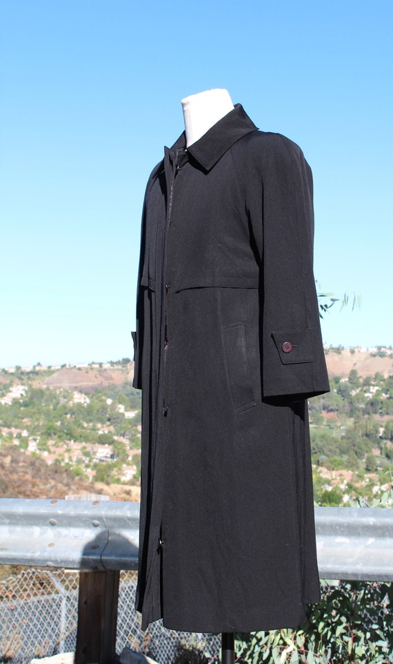 Made In USA Vintage Sanyo Black Wool Trench Coat … - image 3
