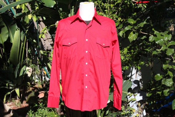 Vintage 60s Chili Red Western Cowboy Shirt NOS Ma… - image 1