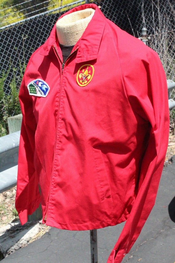 70s Red Boy Scouts Windbreaker w Original Patches… - image 3