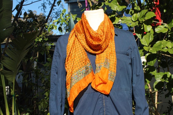 Orange Lightweight Scarf (Vintage / 80s) - image 2