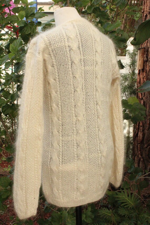 White Mohair Blend Shiny Shiny Pull Over Sweater … - image 4