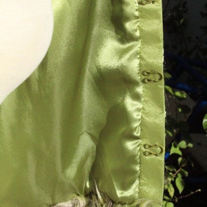 RARE Vintage Green Faux Fur Jacket w Beaded Closure Vintage / 80s image 8