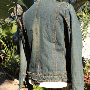 Blue Denim Motorcycle Jacket w Brown Shearling Lining Vintage / 80s image 6