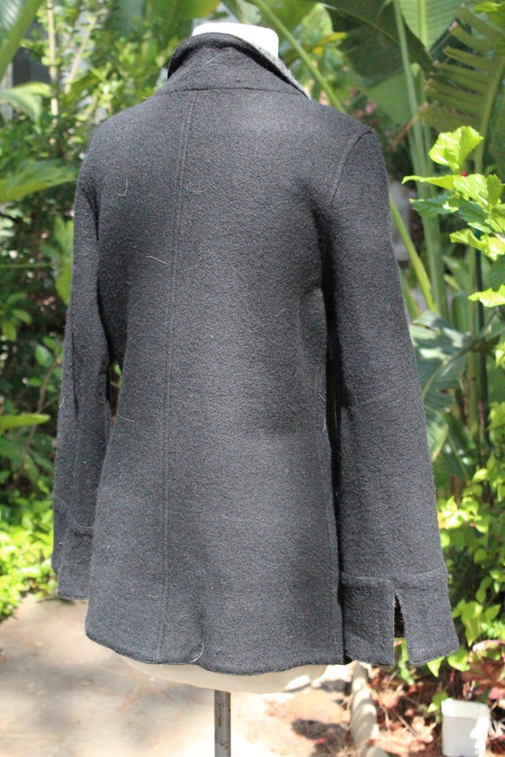 Italian Black / Grey Moreno Wool Reversible Coat … - image 6