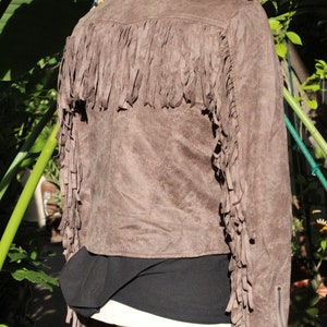 Fringe Chocolate Brown Faux Suede Motorcycle Jacket Vintage / 80s image 6