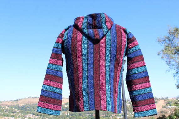 Blue / Pink Striped Baja Small Hoodie (Vintage / … - image 3