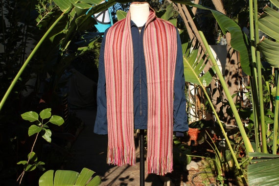 Pink Red Multi Colored Scarf (Vintage / 80s) - image 3