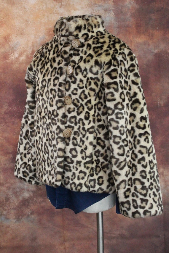 Kid's German Cheetah Faux Fur Vintage Coat 8-10 (… - image 3