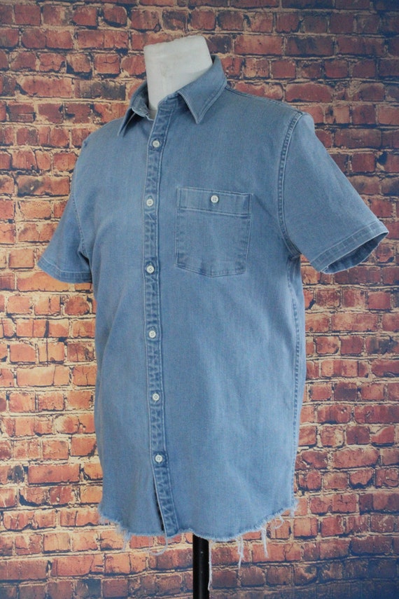 Classic Blue Denim Short Sleeve Shirt (Vintage / … - image 3