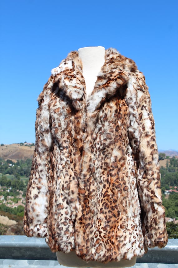 Brown Cheetah Print Jacket Made With Rabbit Fur (… - image 2