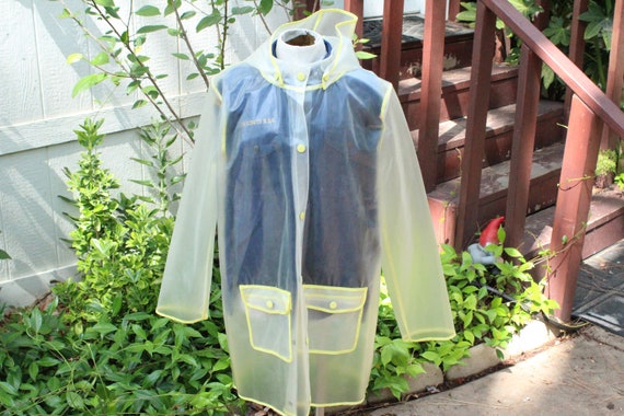 Kid's Clear Polyurethane Raincoat w Yellow Trim (V