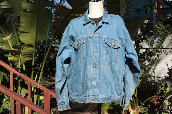 Blue Vintage 100 Cotton Denim Work Jacket (Vintag… - image 1