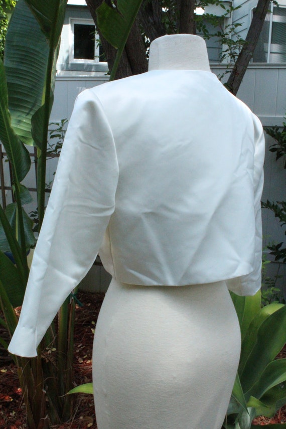 White Satin Bolero USA (Vintage / 80s / Night Sce… - image 4