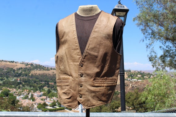 Vintage Brown Leather Wilson s Mens Large Vest vintage 80s