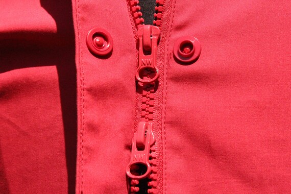 Mod Red Cotton Rain Coat Double Zipper Parka w Ch… - image 8