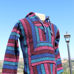 Blue / Pink Striped Baja Small Hoodie Vintage / 90s image 2