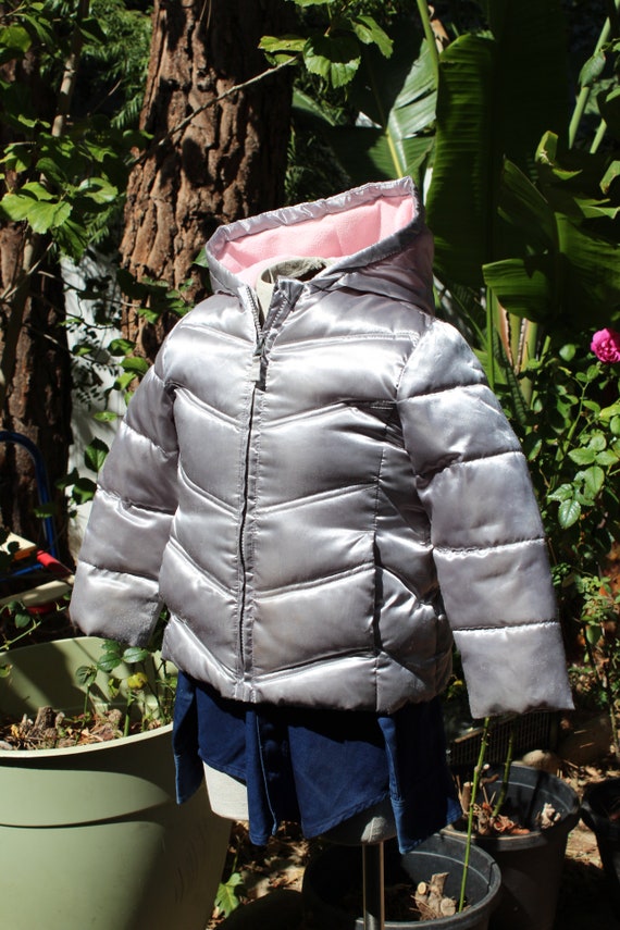 Kids Silver Pink Puffer Jacket 4T Gem
