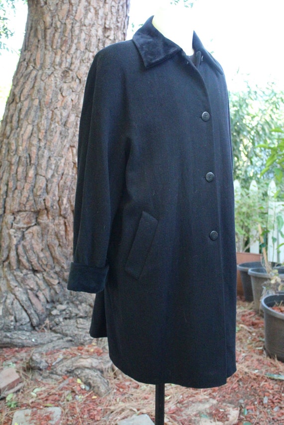 Vintage English Marks & Spencer Wool Coat w Velve… - image 2