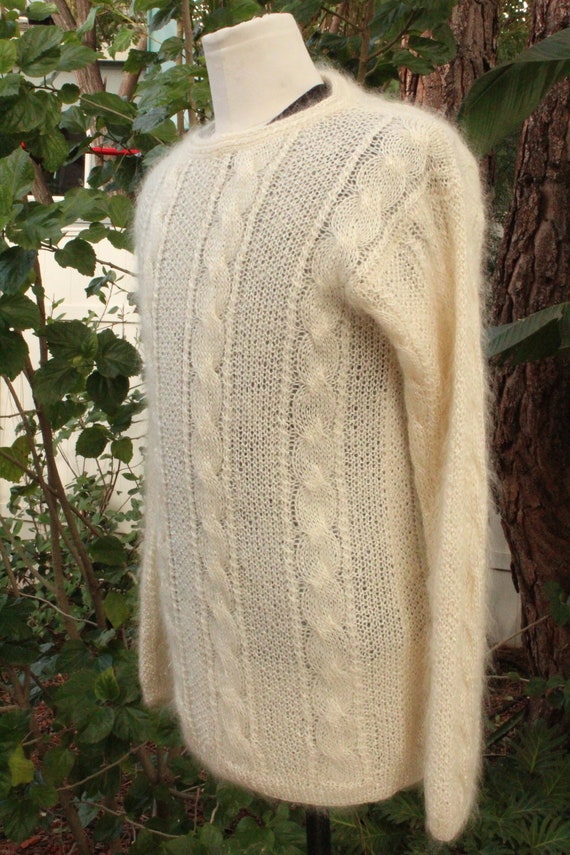 White Mohair Blend Shiny Shiny Pull Over Sweater … - image 3