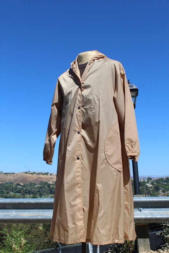 Light Brown Long Raincoat (Vintage / 80s / Aquash… - image 6