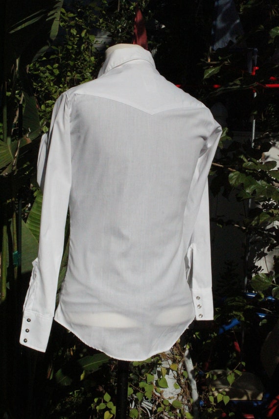 Vintage 60s White Pearl Snap Western Shirt 14 - 1… - image 5