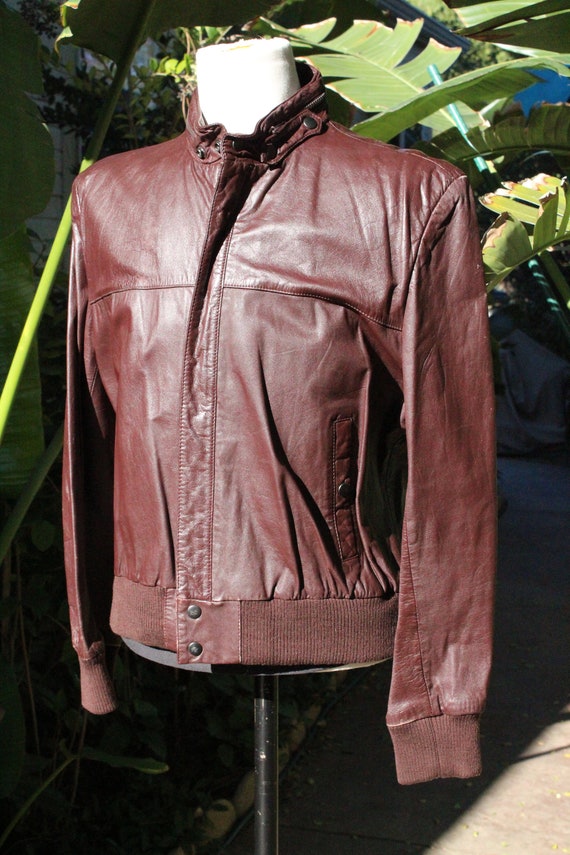 Vintage 70s Chocolate Brown Leather Jacket w Hidd… - image 3