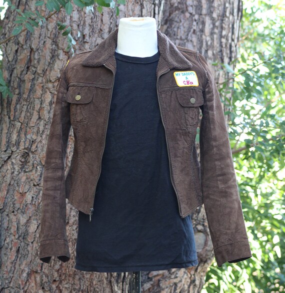 Brown Leather Shearing Jacket Hand Sewn Vintage 90s - How To Sew Patch On Leather Jacket Sleeve Brown Leather Shearing Jacket Hand Sewn Vintage 90s - How To Sew Patch On Leather Jacket Sleeve