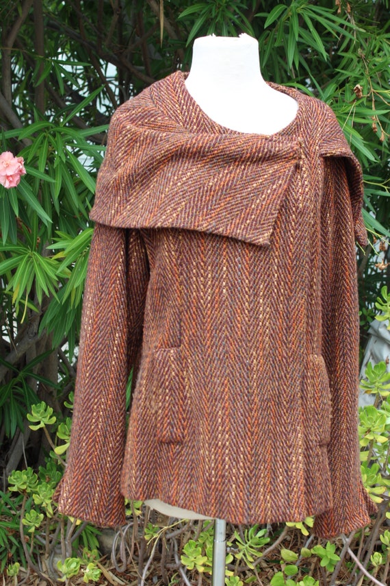 Brown Fashionable Tweed Women's Jacket 16 (Vintag… - image 2