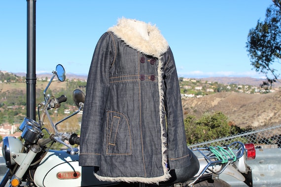 Kids Flying Ace Blue Denim Jacket w/ Faux Fur Tri… - image 1