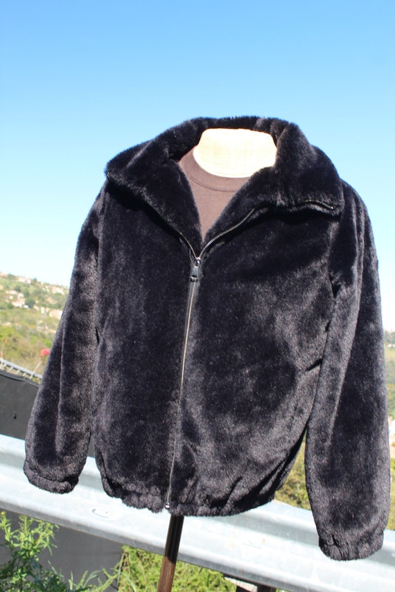 Vintage Black Faux Fur Coat Large (Vintage / 90s) - image 3