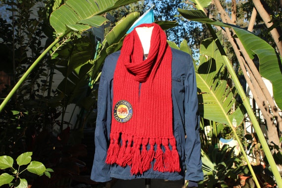 Red California State Parks Hand Knit Scarf (Vinta… - image 2