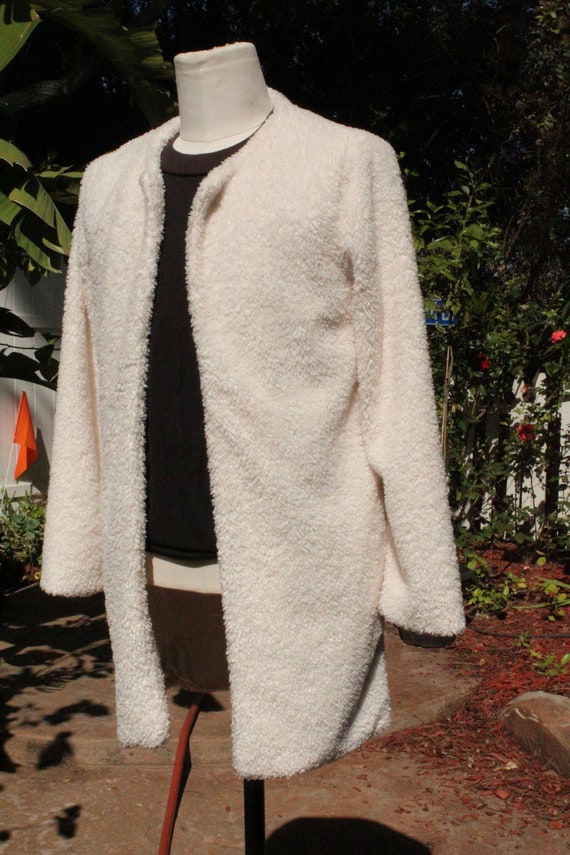 Vintage White Faux Fur Open Coat (Vintage / 80s) - image 3