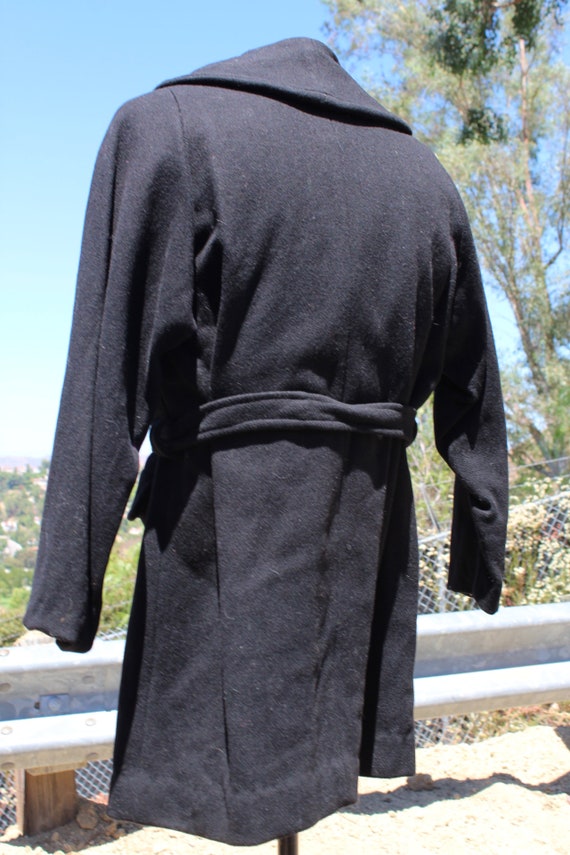 60s Black Wool Womens Overcoat Medium (Vintage / … - image 6