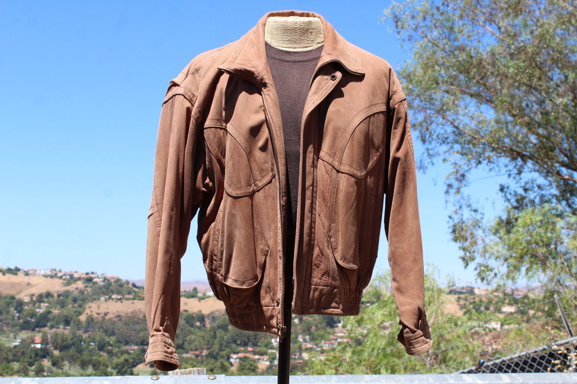 Vintage Insulated Brown Leather Bomber Jacket XL (vintage / 80s 