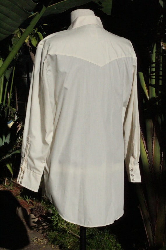 Vintage 60s Western Shirt Offwhite Eggshell Malco… - image 5