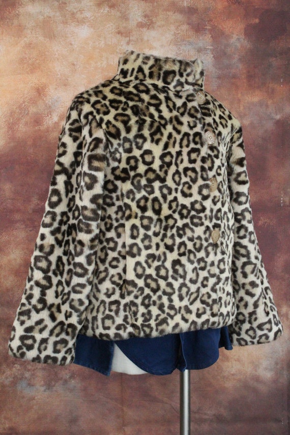 Kid's German Cheetah Faux Fur Vintage Coat 8-10 (… - image 2