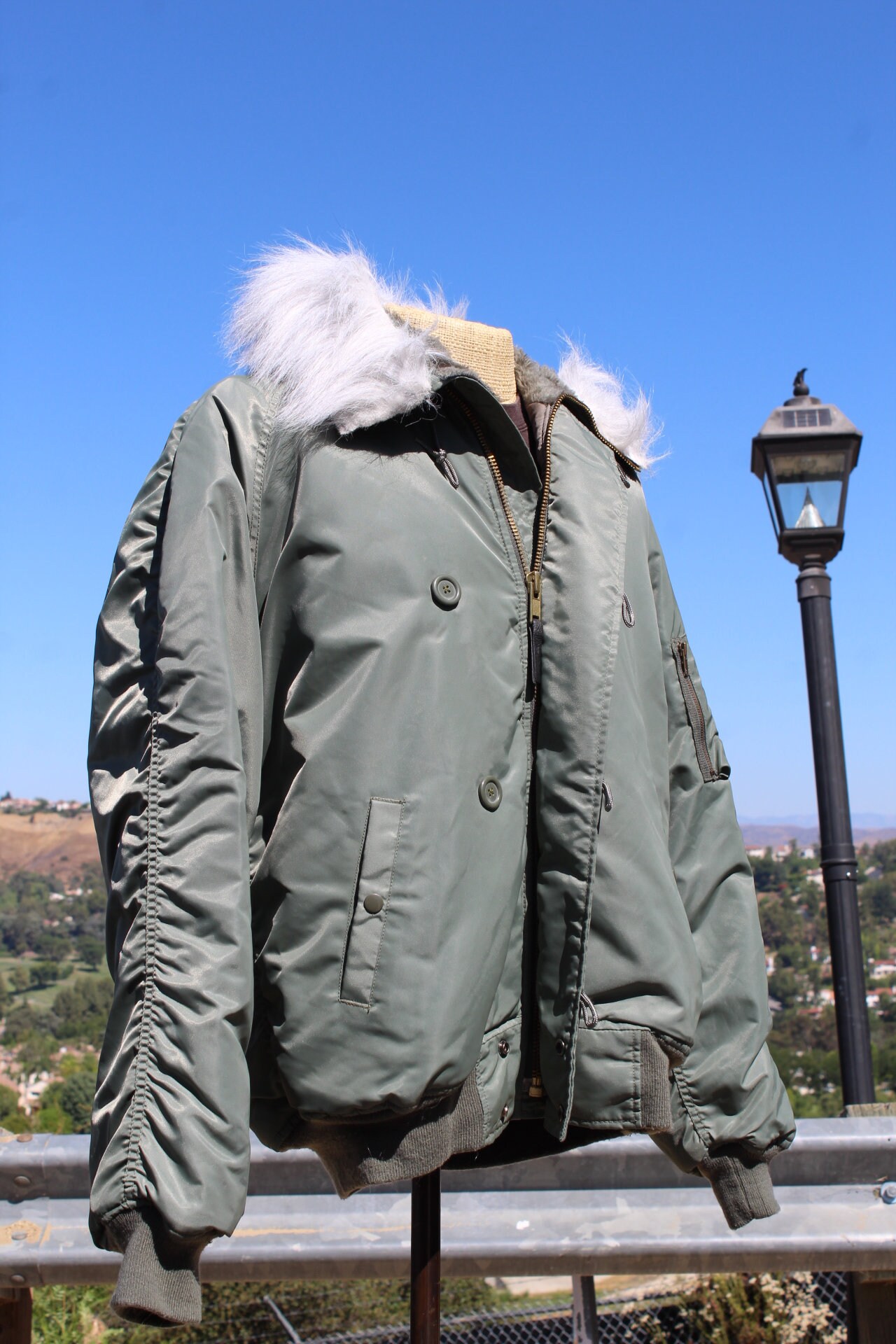 Vintage Green Military Flying Man's Heavy N-2B Bomber Parka Split