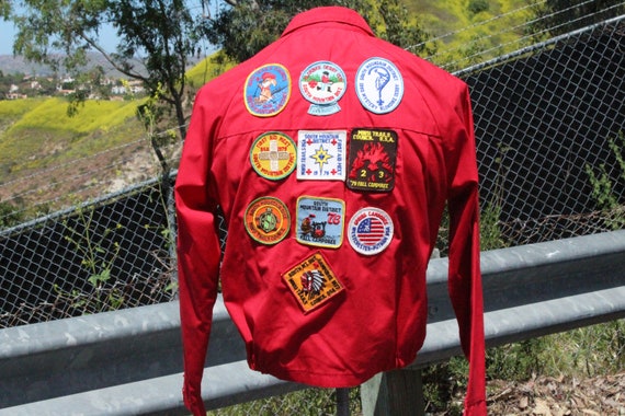 70s Red Boy Scouts Windbreaker w Original Patches… - image 5