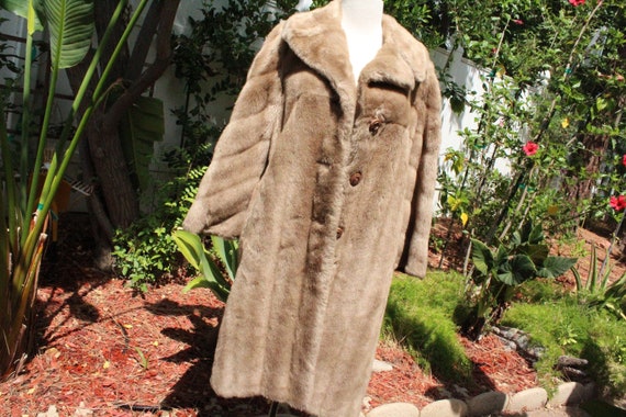 French 50s Brown Faux Fur Tissavel Swing Coat (Vi… - image 1