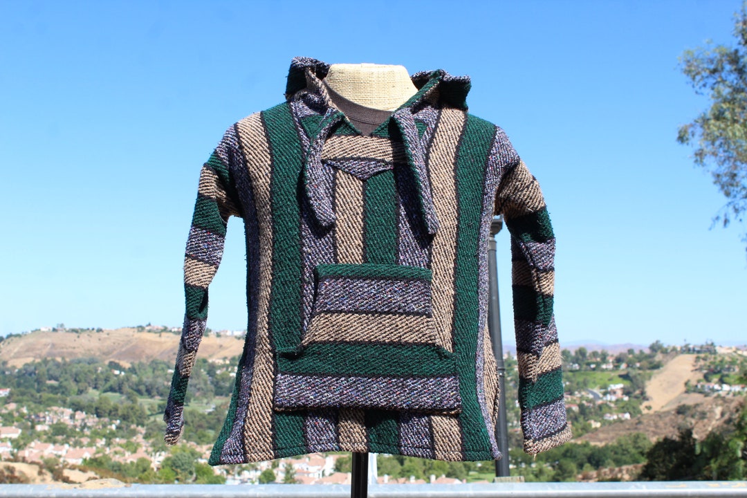 Grun Tan Grau gestreifter kleiner Baja Hoodie Vintage 90er Jahre Etsy