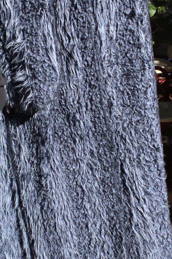 Vintage Long Black Plush Shearling Parka w Hood (… - image 8