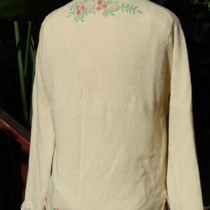 50s Beaded White Wool Sweater w Liner Vintage / 50s image 6