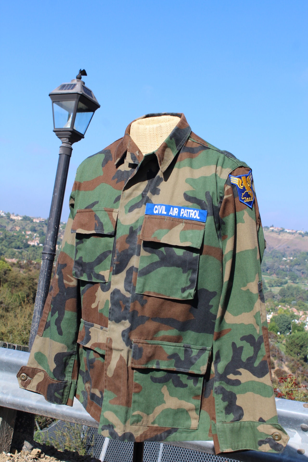 Vintage California Civil Air Patrol Camouflage Shirt Large 