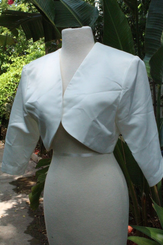 White Satin Bolero USA (Vintage / 80s / Night Sce… - image 3