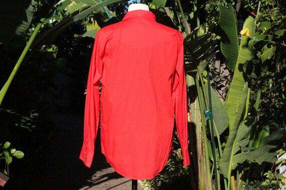 Vintage 60s Bright Red Western Cowboy Shirt NOS M… - image 10