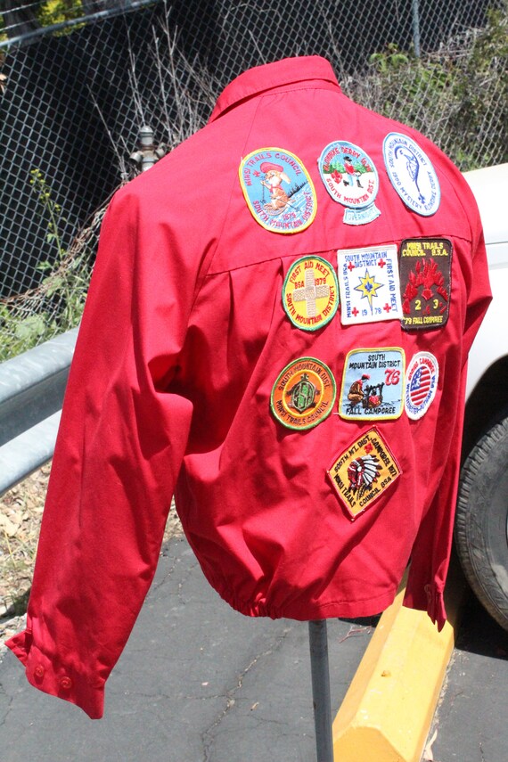 70s Red Boy Scouts Windbreaker w Original Patches… - image 4