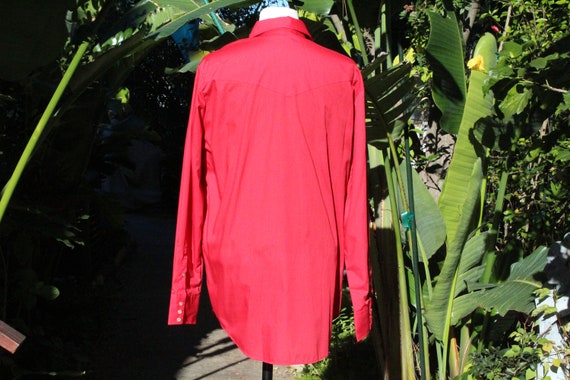 Vintage 60s Chili Red Western Cowboy Shirt NOS Ma… - image 9