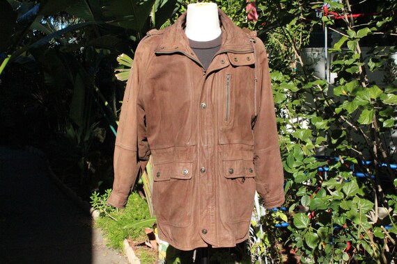 Long Brown Insulated Wilsons Leather Parka w Remov