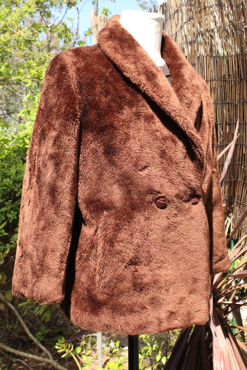 Vintage 60s Brown Faux Fur 2-Button Sears Coat Vintage / 60s / Sears image 2