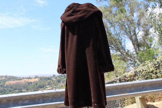Chocolate Brown Faux Fur Coat with Hood (Vintage … - image 4